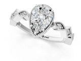 White gold Pear Milgrain Marquise Diamond Twist Band Ring_39
