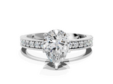 White gold Pear Milgrain Pave Diamond Engagement Ring with Four-Prong Setting_176