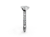 White gold Pear Milgrain Pave Diamond Engagement Ring with Four-Prong Setting_178