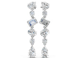 Silver 1.20 Carat E VS Pear, Oval, Emerald and Round Diamond Waterfall Drop Earrings