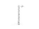 Silver 1.22 Carat E VS Pear, Oval, Emerald and Round Diamond Waterfall Drop Earrings