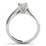 White gold Pear-Shaped Solitaire Diamond Ring with Tapered Band and Six-Prong Setting 1