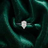 White gold Pear-Shaped Solitaire Diamond Ring with Tapered Band and Six-Prong Setting_9