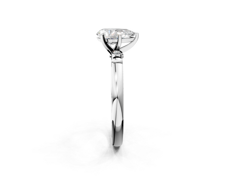 White gold Pear Solitaire Beaded Band with Four-Prong Setting_54