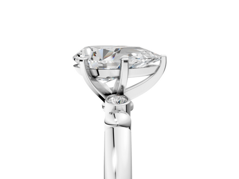 White gold Pear Solitaire Beaded Band with Four-Prong Setting_57