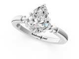 White gold Pear Solitaire Beaded Band with Four-Prong Setting_88