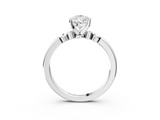 White gold Pear Solitaire Beaded Band with Four-Prong Setting_90