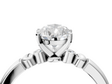 White gold Pear Solitaire Beaded Band with Four-Prong Setting_91