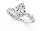 White gold Pear Solitaire Bezel Accent Diamond Engagement Ring with Beaded Band and Four-Prong Setting_49