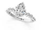 White gold Pear Solitaire Bezel Accent Diamond Engagement Ring with Beaded Band and Four-Prong Setting_51