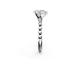 White gold Pear Solitaire Bezel Accent Diamond Engagement Ring with Beaded Band and Four-Prong Setting_54
