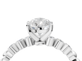 White gold Pear Solitaire Bezel Accent Diamond Engagement Ring with Beaded Band and Four-Prong Setting_56
