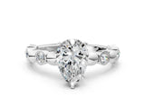 White gold Pear Solitaire Bezel-Set Diamond Ring with Beaded Band and Four-Prong Setting_52