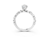 White gold Pear Solitaire Bezel-Set Diamond Ring with Beaded Band and Four-Prong Setting_55