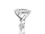 White gold Pear Solitaire Bezel-Set Diamond Ring with Beaded Band and Four-Prong Setting_57