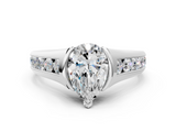 White gold Pear Solitaire Bezel-Set Diamond Ring with Channel-Set Band_56