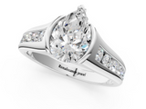 White gold Pear Solitaire Bezel-Set Diamond Ring with Channel-Set Band_57
