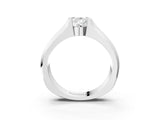 White gold Pear Solitaire Bezel Set Diamond Ring with Wide Band_6