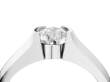 White gold Pear Solitaire Bezel Set Diamond Ring with Wide Band_7