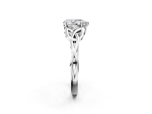 White Gold Pear-Shaped Celtic Knot Solitaire Engagement Ring Setting with Open Knot Shoulders
