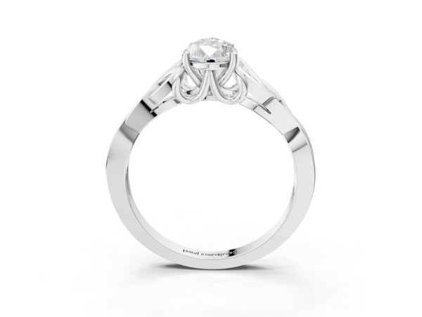 White Gold Pear-Shaped Celtic Knot Solitaire Engagement Ring Setting with Open Knot Shoulders