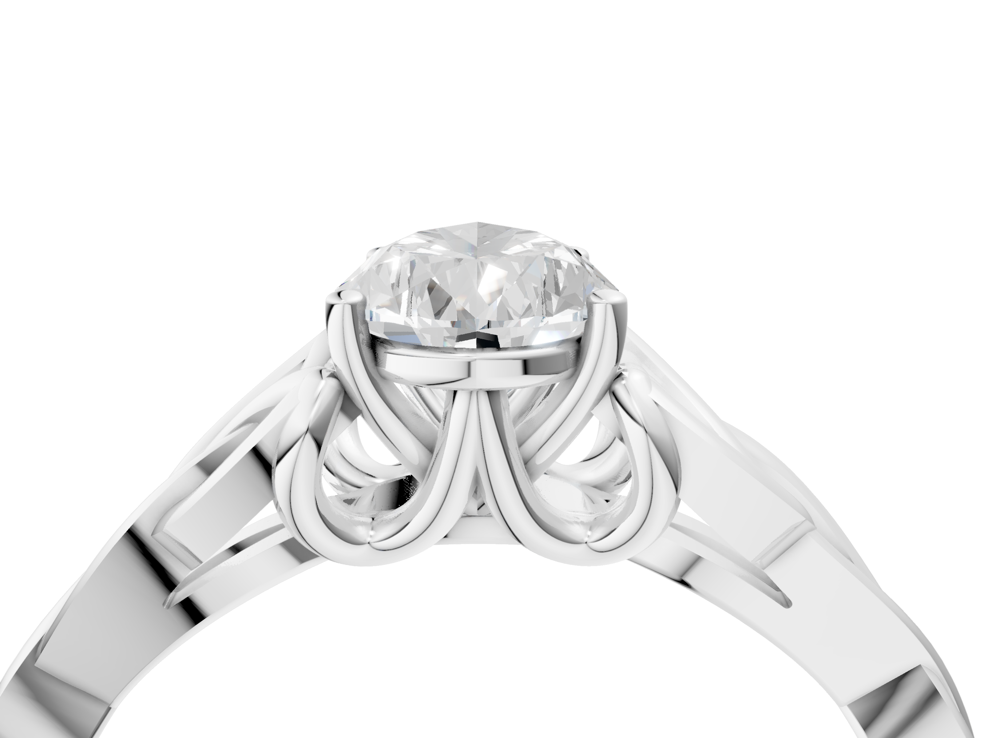 White gold Pear Solitaire Celtic Knot Engagement Ring with Four-Prong Setting_72