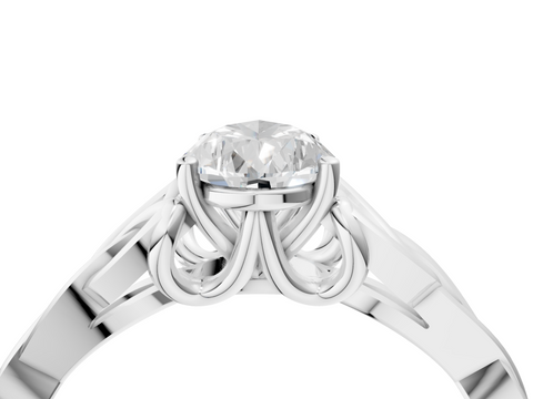 White gold Pear Solitaire Celtic Knot Engagement Ring with Four-Prong Setting_72