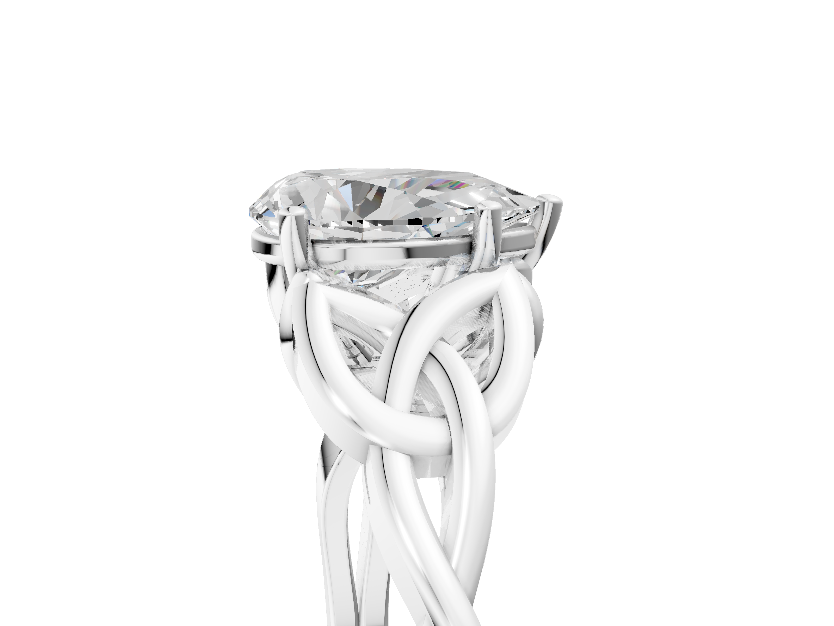 White gold Pear Solitaire Celtic Knot Engagement Ring with Four-Prong Setting_73