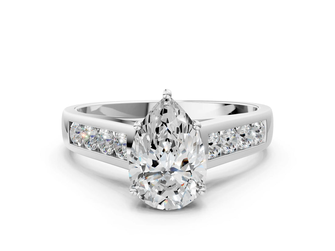 White gold Pear Solitaire Channel-Set Diamond Engagement Ring with Four-Prong Setting_26