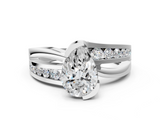White gold Pear Solitaire Channel-Set Split Shank Ring with Tension Prong Setting_18