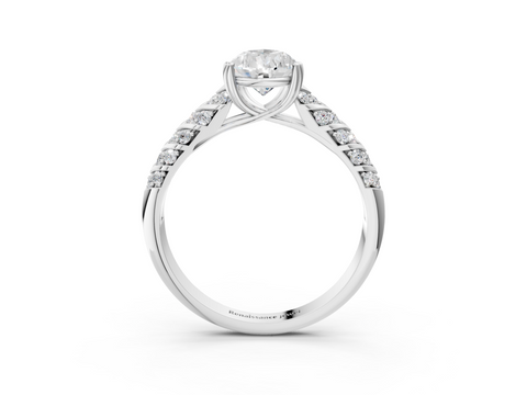 White gold Pear Solitaire Chevron Pave Diamond Engagement Ring with Six-Prong Setting_6