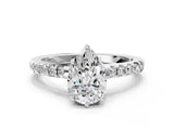 White gold Pear Solitaire Diamond Engagement Ring with Pavé Band and Six-Prong Setting_56
