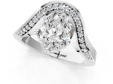 White gold Pear Solitaire Diamond Engagement Ring with Pave Band and Four-Prong Setting 2