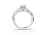 White gold Pear Solitaire Diamond Leaf Vine Band with Prong Setting_67