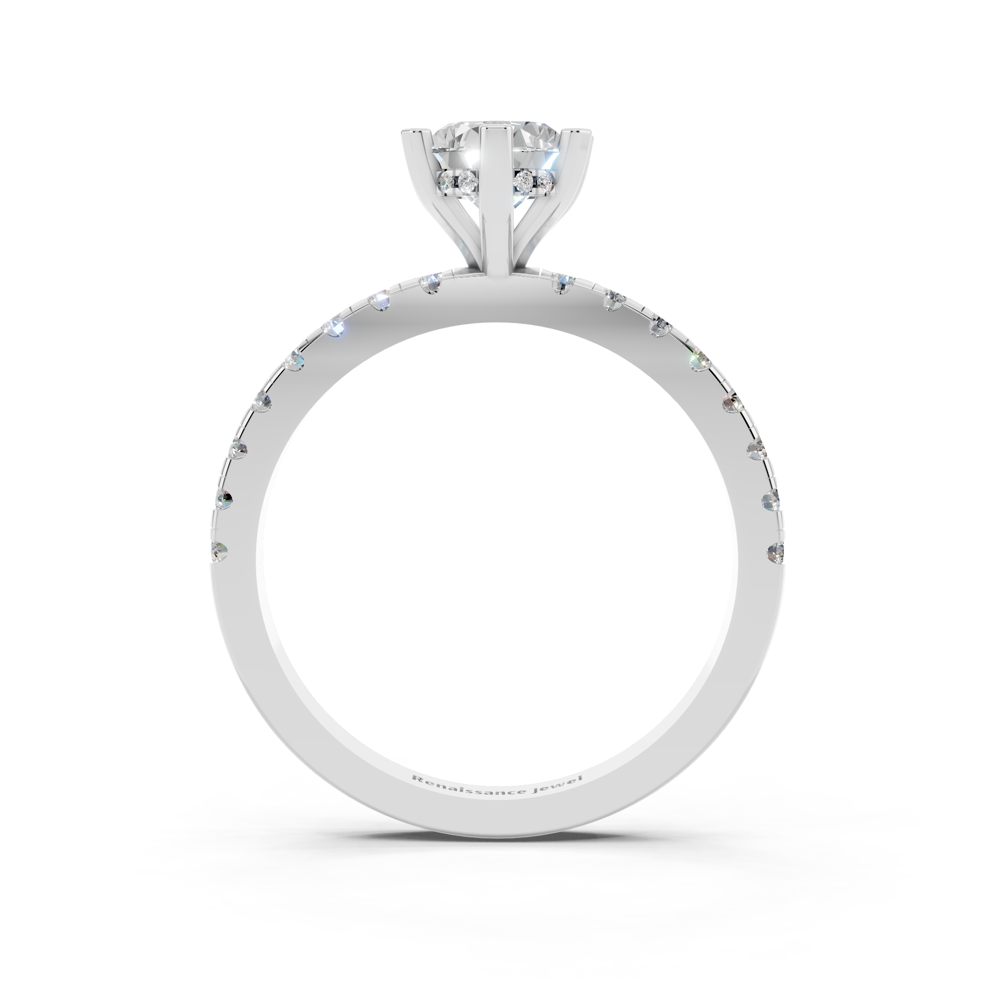 White gold Pear Solitaire Diamond Pavé Band with Four-Prong Setting_200