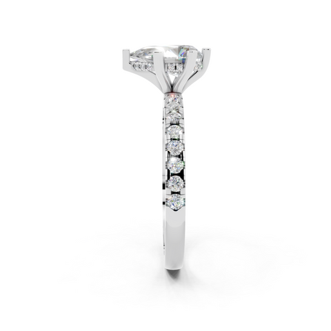 White gold Pear Solitaire Diamond Pavé Band with Four-Prong Setting_201
