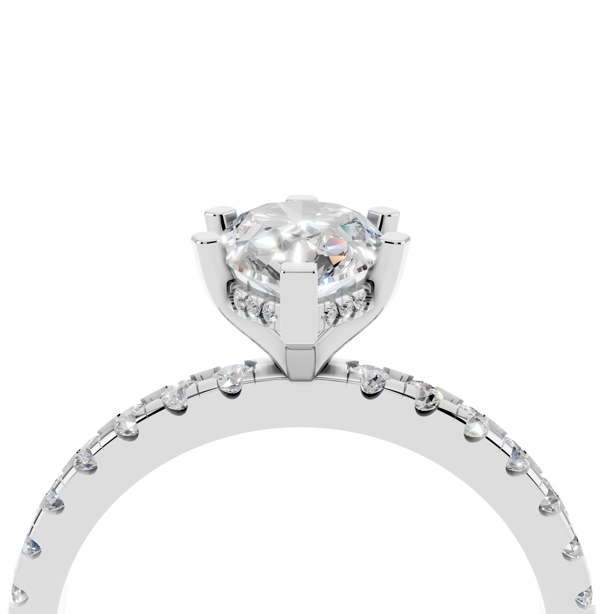 White gold Pear Solitaire Diamond Pavé Band with Four-Prong Setting_203