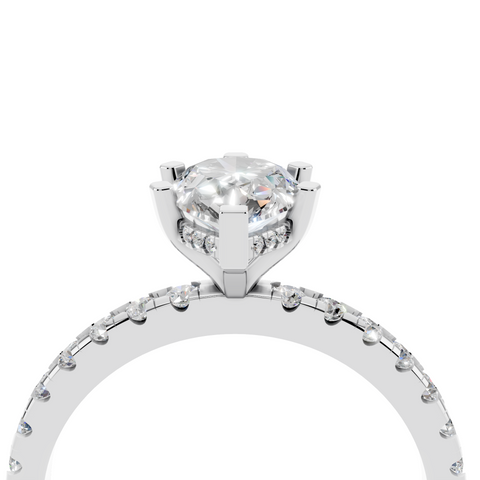 White gold Pear Solitaire Diamond Pavé Band with Four-Prong Setting_203