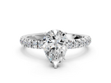 White gold Pear Solitaire Diamond Pavé Band with Four-Prong Setting_58