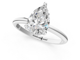 White gold Pear Solitaire Diamond Ring with 4-Prong Setting on a Classic Band_4