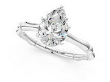 White gold Pear Solitaire Diamond Ring with Bamboo Band and Four-Prong Setting_74