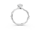 White gold Pear Solitaire Diamond Ring with Bamboo Band and Four-Prong Setting_76