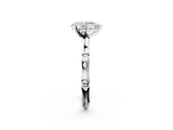 White gold Pear Solitaire Diamond Ring with Bamboo Band and Four-Prong Setting_78