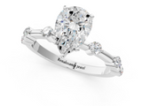White gold Pear Solitaire Diamond Ring with Bezel Set Side Stones and Prong Setting_25