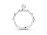 White gold Pear Solitaire Diamond Ring with Bezel Set Side Stones and Prong Setting_27