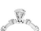 White gold Pear Solitaire Diamond Ring with Bezel Set Side Stones and Prong Setting_28