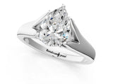White gold Pear Solitaire Diamond Ring with Cathedral Band and Four-Prong Setting_67