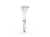 White gold Pear Solitaire Diamond Ring with Cathedral Band and Four-Prong Setting_68