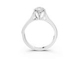 White gold Pear Solitaire Diamond Ring with Cathedral Band and Four-Prong Setting_69