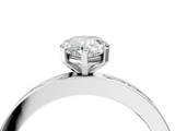 White gold Pear Solitaire Diamond Ring with Channel-Set Baguette Band and Four-Prong Setting_97